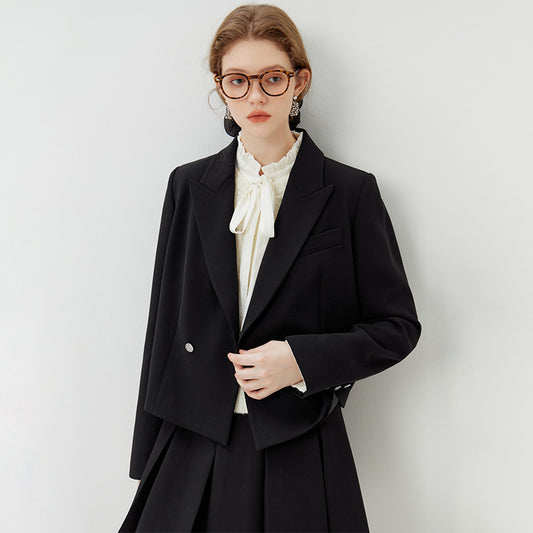 Blazer Corto Casual Estilo Universitario para Mujer