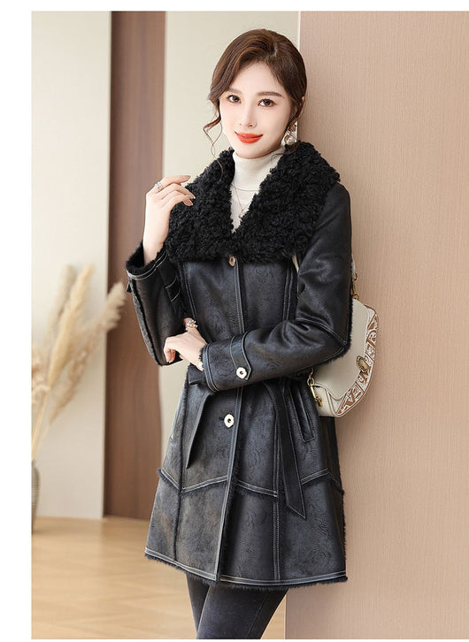 Abrigo de Invierno Largo en Terciopelo Mink para Mujer - Image 13