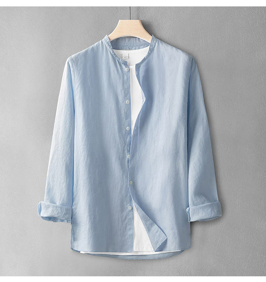 Camisa de Lino Casual Holgada para Hombre - Manga Larga Estilo Retro - Image 8