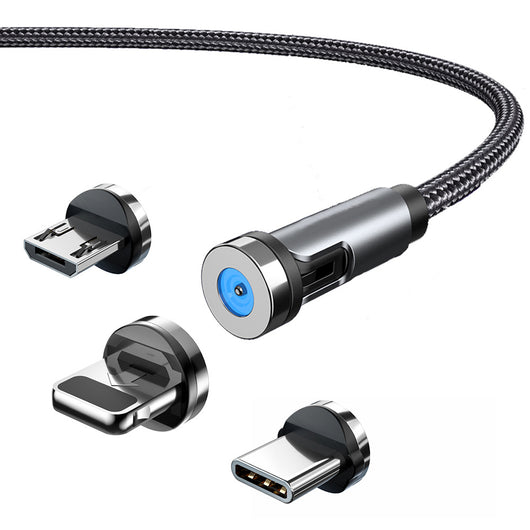 Cable Magnético 3 en 1 de 540° Rotativo - Carga Rápida Android, USB-C y Lightning - Image 16