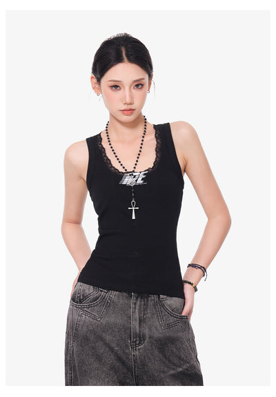 Camisola Negra de Encaje con Cuello U - Top Slim Ajustado para Mujer - Image 16