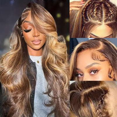 Peluca Frontal de Encaje Onda Grande con Degradado de Highlights