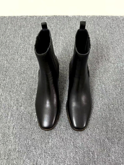 Botas Retro de Tacón Cuadrado y Punta Cuadrada en Cuero Mate para Mujer - Image 14