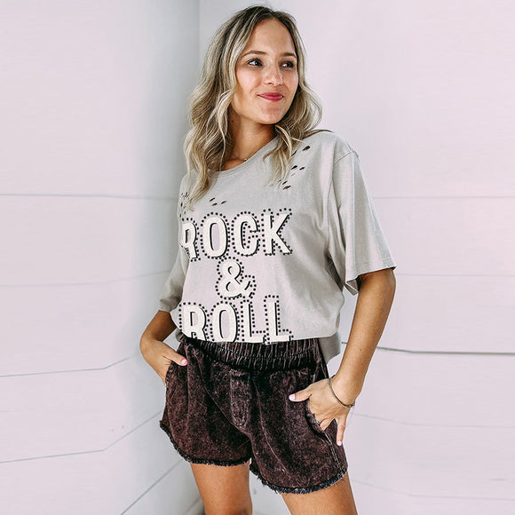 Playera Desgarrada Fresca de Manga Corta - Estilo Verano