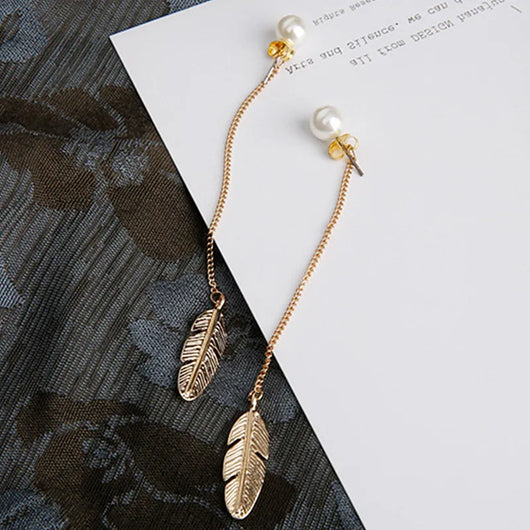 Aretes Largos de Perla con Hoja y Borla - Diseño Personalidad - Image 15