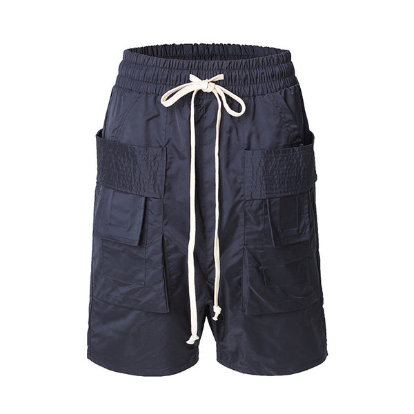 Shorts Harem Casual con Bolsillos Grandes y Anillo Doble de Nylon