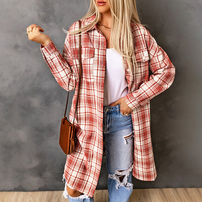 Abrigo Camisero Cuadros para Mujer - Largo Medio