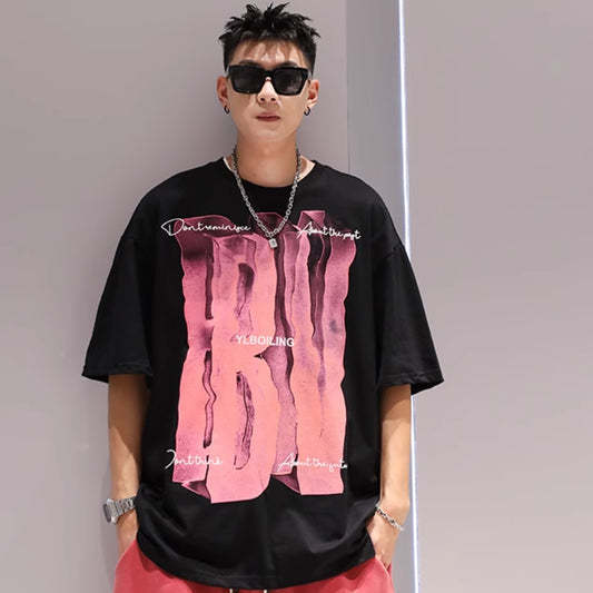 Camiseta de Algodón con Impresión 3D Visual - Manga Corta