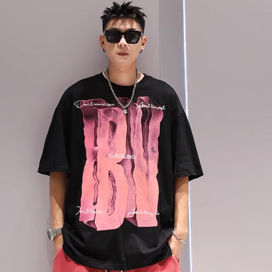 Camiseta de Algodón con Impresión 3D Visual - Manga Corta