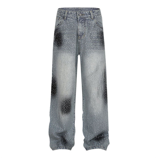 Pantalones Jeans Rectos Anchos con Detalles de Strass - Diseño Casual Moderno - Image 2