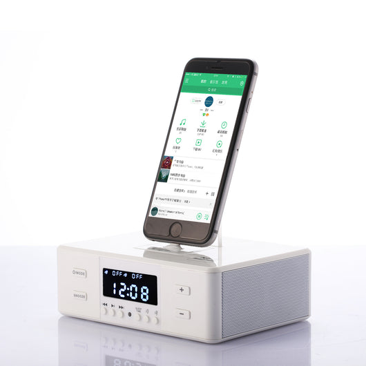 Reloj Despertador Radio Bluetooth con Cargador Inalámbrico y Dock para Móvil