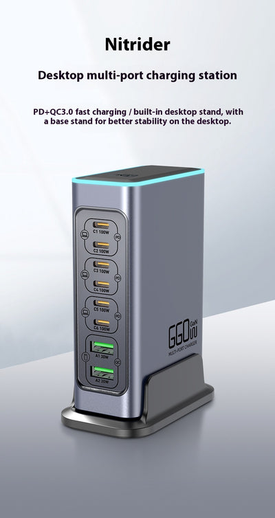 Cargador Rápido GaN 660W Multi-Puerto para Dispositivos Móviles y Tablets - Image 11