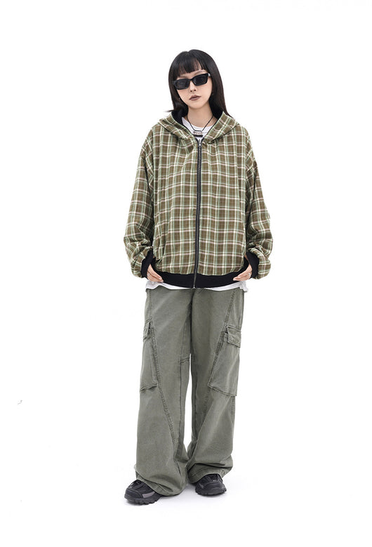 Cardigan Reversible con Capucha y Lentejuelas - Diseño Escocés Doble Cara - Image 7