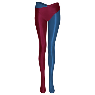 Pantalones Bicolor de Pierna Dividida con Acabado Brillante - Image 12