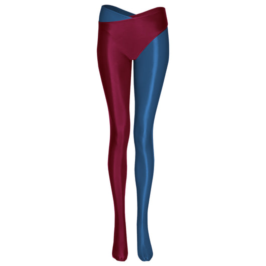 Pantalones Bicolor de Pierna Dividida con Acabado Brillante - Image 12