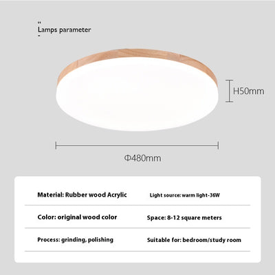 Lámpara de Techo LED Redonda Minimalista Nórdica en Madera Maciza - Image 11