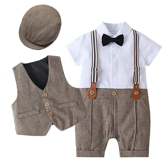 Conjunto Elegante para Niño: Jumpsuit, Chaleco y Gorra - Image 8