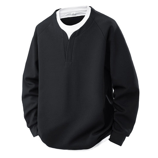 Suéter Waffle V-Cuello Bicolor Casual Versátil para Mujer - Image 4