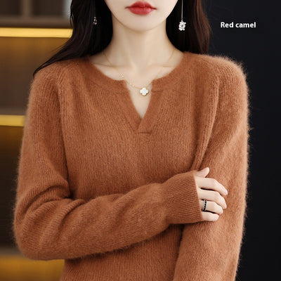 Suéter de Visón Otoño Invierno Mujer Talla Grande Holgado con Forro Polar - Image 8