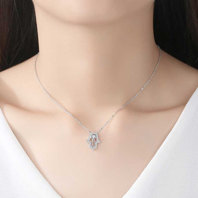 Collar Largo Colgante Geométrico Fátima con Amuleto de Protección