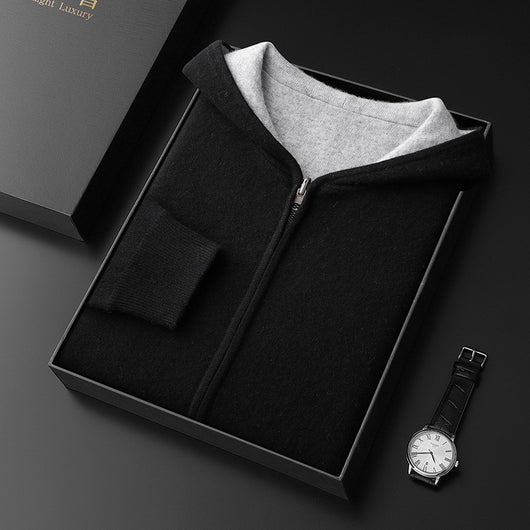 Cardigan Cashmere con Capucha y Cierre de Doble Cara para Hombre - Image 10