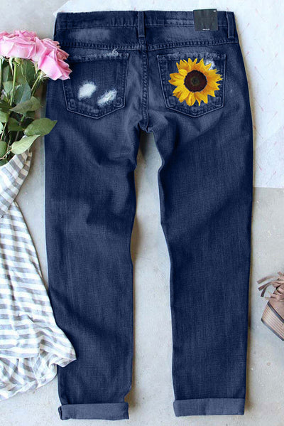 Jeans Rotos Estampados Cintura Media para Mujer - Image 3