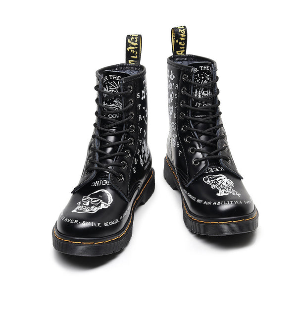 Botas de Cuero Personalizadas con Calavera Graffiti - Motociclista Unisex