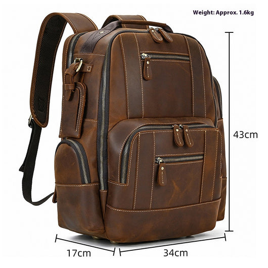 Mochila de Cuero Retro para Hombre - Gran Capacidad y Múltiples Bolsillos - Image 11