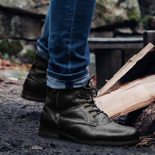 Botas Vaqueras Retro Hombre con Cordones Martin Punta Redonda Tacón Bajo - Image 3
