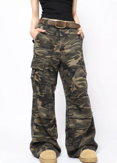 Pantalones Cargo Camuflaje Retro Lavado para Hombre y Mujer - Image 13