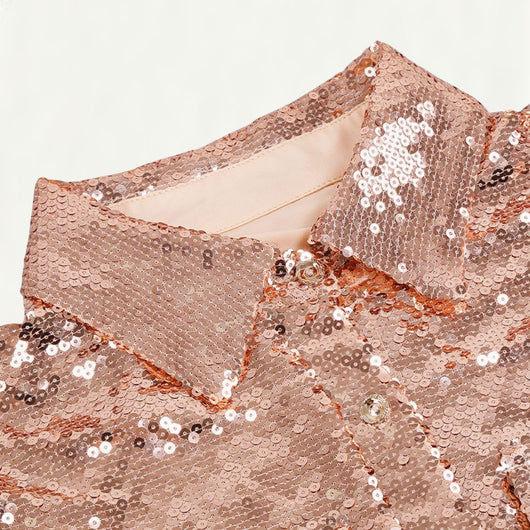 Conjunto Dos Piezas: Blusa Larga con Lentejuelas y Falda Brillante - Image 12