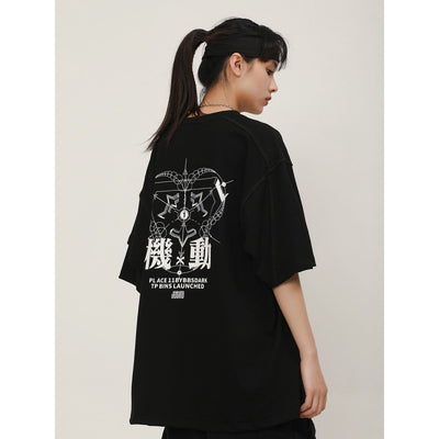 Camiseta Suelta Casual con Estampado de Viento - Manga Corta Funcional - Image 19