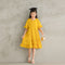 Vestido Amarillo Infantil de Color Liso con Mangas Coquetas