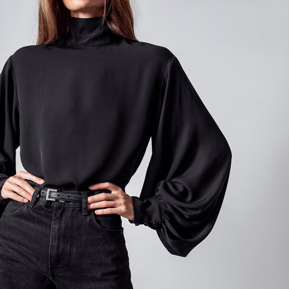 Blusa Elegante de Cintura Alta con Mangas Acampanadas