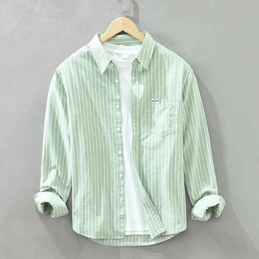 Camisa Oxford Casual de Rayas para Hombre - Corte Relajado y Manga Larga