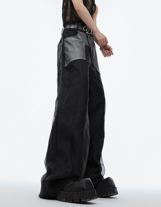 Pantalones Casuales de Corte Recto con Diseño de Malla Doble Capa - Image 10