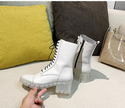 Botas Martin Blancas de Tacón Grueso y Suela Reforzada para Mujer - Image 7