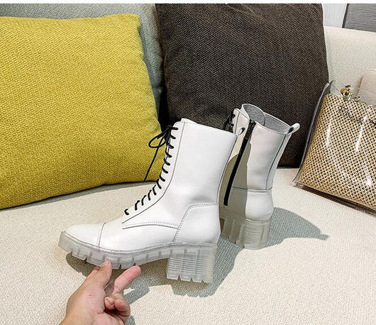 Botas Martin Blancas de Tacón Grueso y Suela Reforzada para Mujer - Image 7