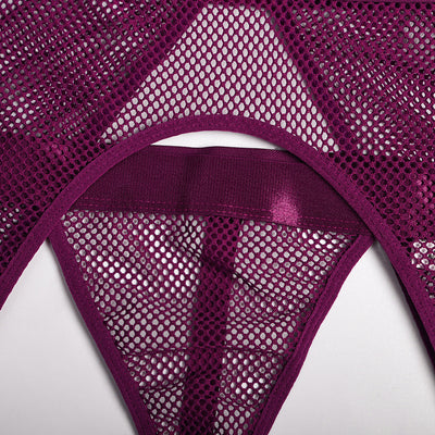 Conjunto de Lencería de 4 Piezas con Malla y Detalles Metálicos - Image 16