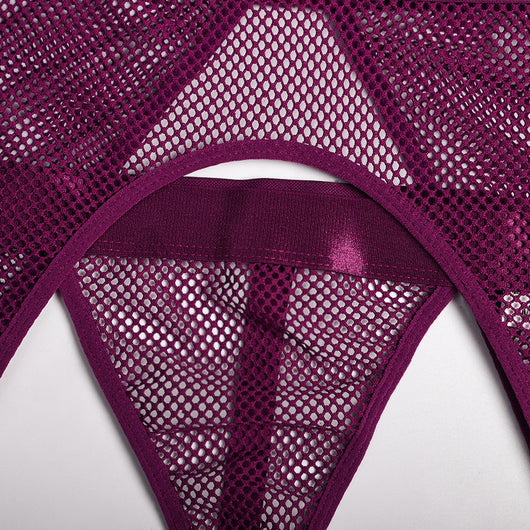 Conjunto de Lencería de 4 Piezas con Malla y Detalles Metálicos - Image 16