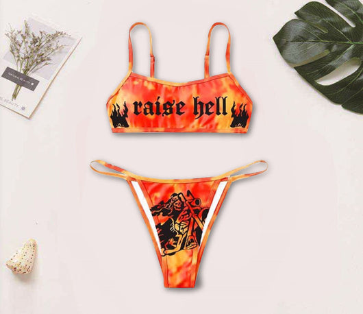 Bikini Dividido Calavera y Cielo Estrellado para Mujer - Image 13