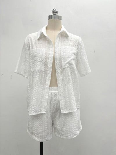 Blusa Corta con Cuello de Solapa y Detalles Calados para Mujer - Image 19