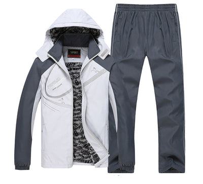 Men's blue and navy hooded tracksuit with full-zip jacket and matching pants, featuring a 'POPULAR' graphic. - Image 3