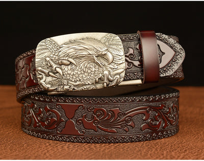 Cinturón de Cuero con Hebilla Automática y Águila Grabada Personalizada - Image 14