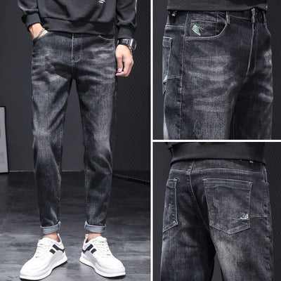 Pantalones Slim Stretch Negro Tendencia Coreana Multiuso Hombre - Image 7