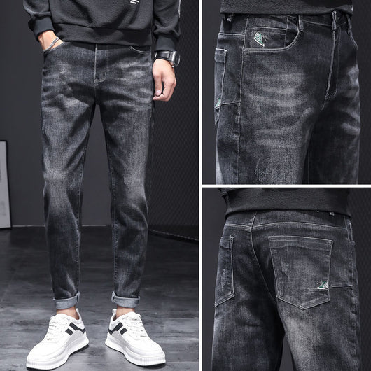 Pantalones Slim Stretch Negro Tendencia Coreana Multiuso Hombre - Image 7
