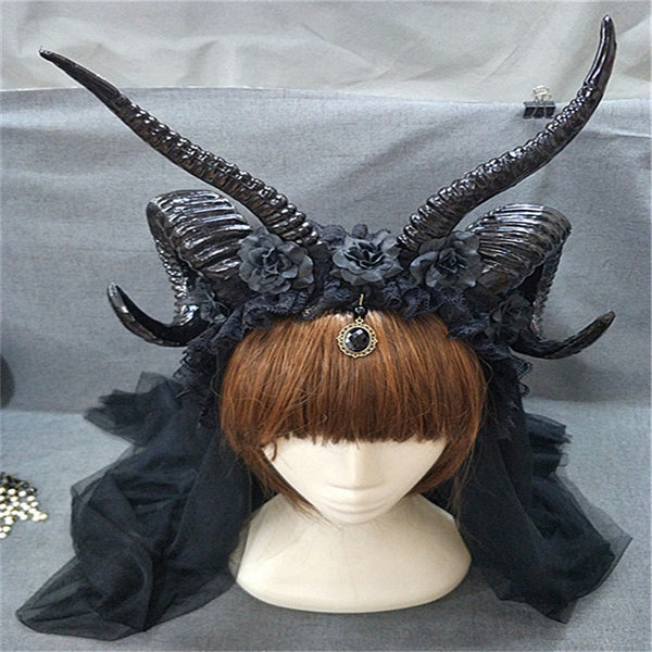 Diadema de Cuernos de Bruja Negra - Accesorio de Cosplay y Disfraz