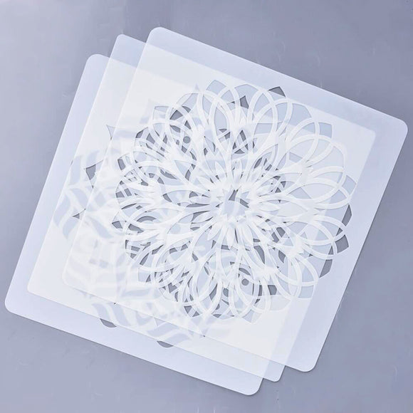 Plantilla de Pintura Mandala Loto Geométrica para Pared y Piso