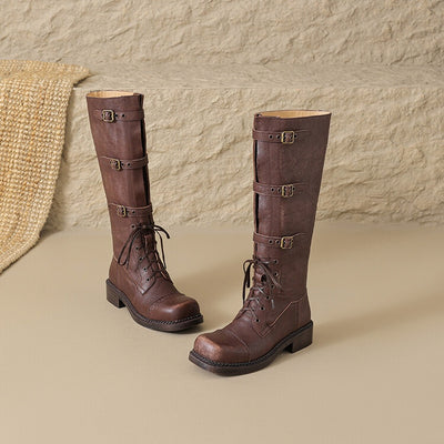 Botas Negras y Marrones para Mujer con Tacón Grueso y Hebilla - Image 12