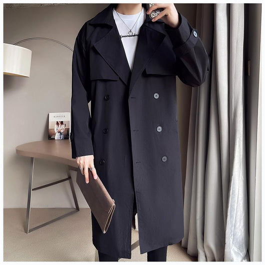 Abrigo Trench Coat Doble Botonadura Beige para Hombre - Image 14